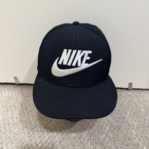 Nike True Snapback Hat Black One Size 1Size Big Swoosh Embroidered
